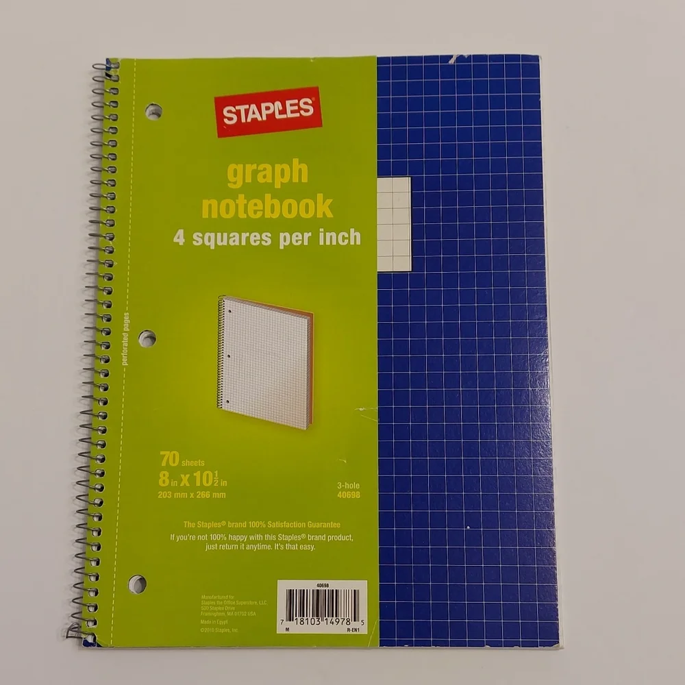 OfficeMax 3 Subject and Staples Graph Ruled Spiral Notebooks